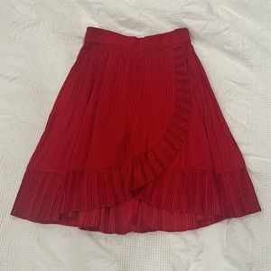 Maje red pleated skirt